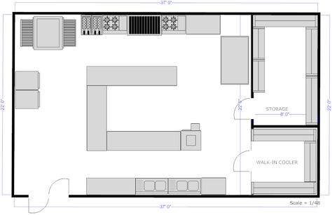 Kitchen Plan Example - Restaurant Restaurant Kitchen Floor Plan, Commercial Kitchen Floor Plan, Restaurant Kitchen Layout, Kitchen Plans Layout, Commercial Kitchen Layout, 3d Restaurant, Cafeteria Plan, Cafe Floor Plan, Restaurant Floor Plan