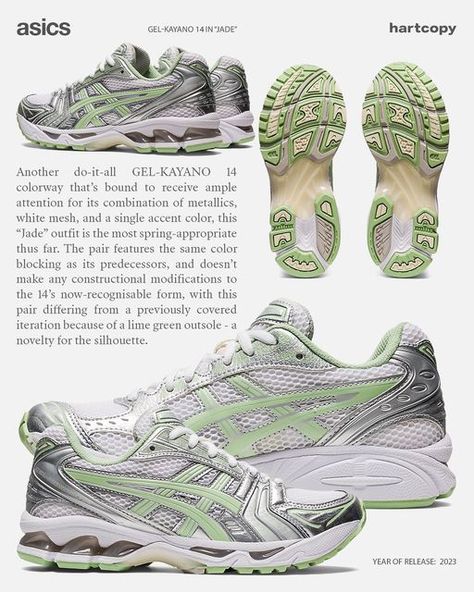 Hartcopy on Instagram: "🍏 green on the GEL-Kayano 14 again. @asics_sportstyle is in its bag." Asics Gel Kayano Outfit, Asics Outfit, Green Asics, Asics Kayano, Asics Running Shoes Womens, Green Instagram, Goblincore Aesthetic, Asics Sportstyle, Asics Running