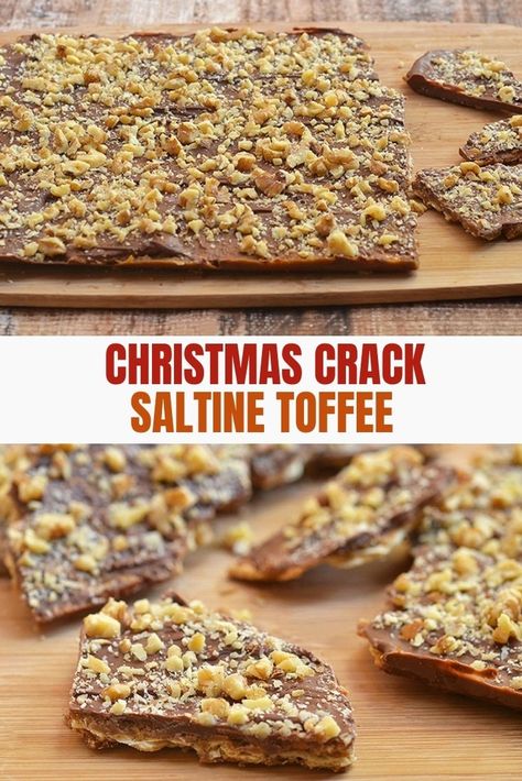 Walnut Candy, Cracker Chocolate, Saltine Cracker Toffee, Saltine Cracker, Toffee Bark, Saltine Toffee, Soda Crackers, Chocolate Bark Recipe, Cracker Toffee