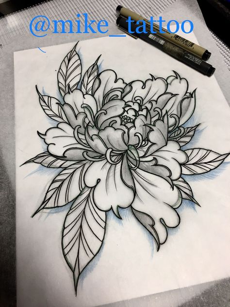 Peony Flower Tattoos, Ideas For Flowers, Japanese Flower Tattoo, Flowers Peonies, Japanese Tattoos, Initial Tattoo, Peonies Tattoo, Knee Tattoo, Tattoo Art Drawings