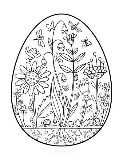 Spring Coloring Pages Egg Garden Scene Easter Coloring Pictures, Spring Coloring Sheets, Free Easter Coloring Pages, Easter Coloring Sheets, Egg Coloring Page, Easter Egg Coloring Pages, Crayola Coloring Pages, Spring Coloring Pages, Summer Coloring Pages