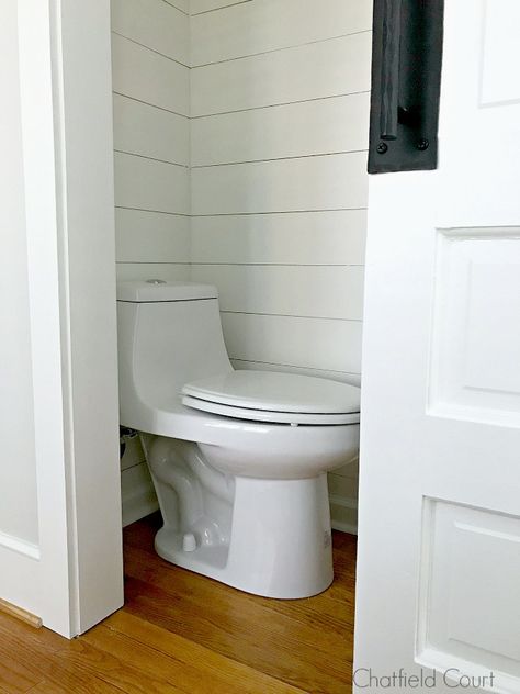 turn closet into powder room // pocket door Pocket Door Powder Room, Powder Room With Pocket Door, Closet To Bathroom Conversion, Closet To Bathroom, Guest Bedroom Closet, Tiny Half Bath, Tiny Powder Rooms, Small Half Bathroom, Toilet Closet