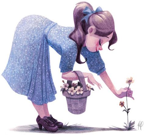 Picking Flowers Drawing, Character Design Cartoon, Maurice Sendak, Flowers Drawing, Picking Flowers, Calendar Girls, Art Et Illustration, Character Poses, Visual Development