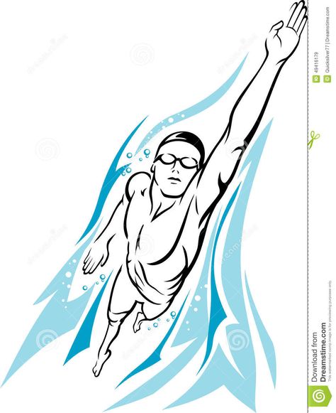 Male Swimmer Freestyle Stock Vector - Image: 49416179 Outline Painting, Drawing Body Proportions, Male Swimmers, Swimming Tattoo, Swimming Posters, Underwater Scene, Logo Design Art, Abstract Composition, Sports Art