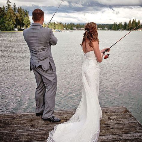 @Eryn Sargent!!! I was browsing on 'Everything' and this picture came up!! HOW WEIRD!! And the lady who repinned it said this: "This is such a cute wedding photo a must have!!!". Small world :) Fishing Wedding, All Eyes, Look Your Best, On Your Wedding Day, Bride And Groom, Big Day, You Can Do, The Bride, To Look