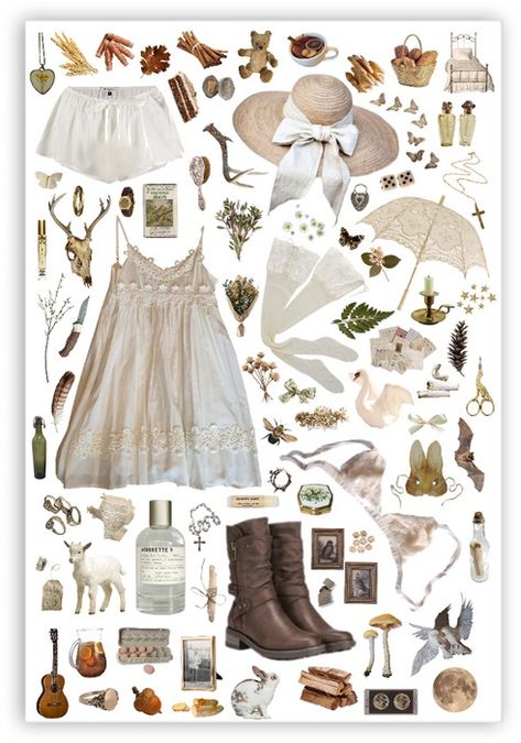 Farmer’s Daughter Outfit | ShopLook Aesthetic Outfit Moodboard, Moodboards Fashion, Champagne Aesthetic, Hufflepuff Outfit, Fairy Academia, Cottage Witch, Forest Core, Niche Memes, Doll Aesthetic