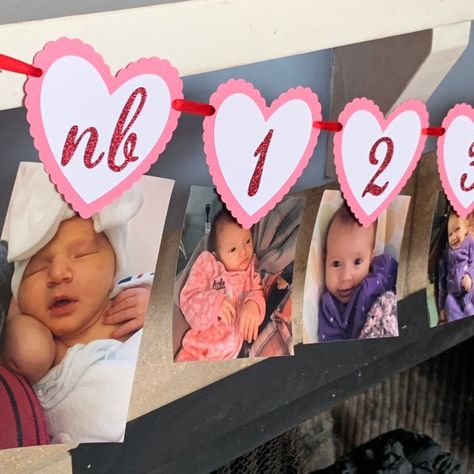 Valentine First Birthday, Heart Themed Birthday, Valentines Theme Party, Valentines Birthday Party, Heart Birthday, First Birthday Photo, Birthday Photo Banner, First Birthday Themes, First Birthday Banners