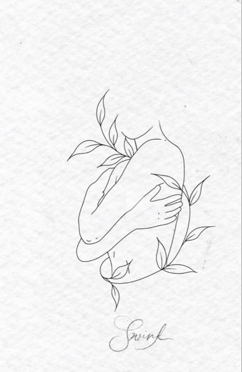 Boho Dainty Tattoo, Self Healing Drawing, Fine Line Sketch Tattoo, Child Silhouette Tattoo, Self Hug Drawing, Silhouette Line Tattoo, Inner Child Healing Tattoo, Personal Growth Tattoo Ideas, Divina Tattoo