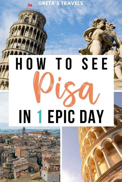 If you're planning to spend one day in Pisa but aren't sure what to do, this Pisa 1-day itinerary has you covered! Including all the best things to do, where to eat, what to see, how to get around and more! Discover all the best things to do in Pisa if you only have one day! #pisa #pisatraveltips #italy #italytraveltips #europe #tuscany 1 Day In Pisa, What To Do In Pisa Italy, Pisa Things To Do, Piza Italy City, Things To Do In Pisa Italy, Best Things To Do In Italy, Tuscany Food, Traveling Goals, Italy Pisa