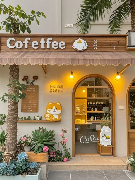 Mini Cafeteria Ideas, Mini Cafe, Small Cafe Design, Cozy Coffee Shop, Kawaii Background, Small Cafe, Cute Cafe, Cozy Cafe, Bakery Shop