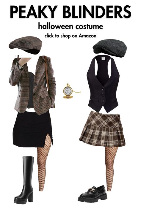 Perfect halloween costume for friends and couples. Super easy with items you can buy on Amazon by clicking the link! Sexy peaky blinders costume (no heels needed!). 1920s halloween costume. Polly Peaky Blinders Costume, Female Peaky Blinders Costume, Pinky Blinders Costume Women, Halloween Costumes Old Money, Pinky Blinders Costume, Grace Peaky Blinders Outfit, Pesky Blinders Halloween Costume, Peaky Blinders Couple Costume, Peaky Blinder Halloween Costume