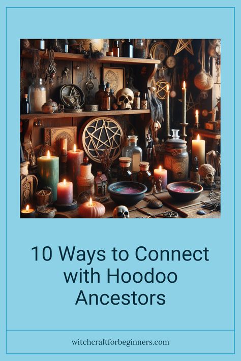 Discover 10 powerful ways to connect with your ancestors using Hoodoo rituals and practices. Strengthen your connection and gain valuable insights into your heritage through spiritual work. This guide covers everything from ancestor altars, using charms for guidance, to visiting local witchcraft shops. Explore how to incorporate prayer, offering, and family history research in your journey to discover the history tied to your roots. Whether you're a beginner or seeking deeper knowledge, these steps will help you respect and engage with your loved one's spirits. Hoodoo Rituals, Connect With Ancestors, Witchcraft Shop, Spiritual Work, History Research, Witchy Stuff, Spiritual Practices, The Conjuring, Family History