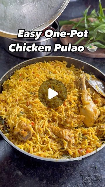 MuchFoodGoa on Instagram: "Easy One-Pot Chicken Pulao 😍 This is my ultimate go-to recipe for those days when I don’t have time or am too lazy to cook, yet get hungry and want a hearty meal. ▶️Ingredients: * For chicken marination: 1/2 kg chicken, salt to taste, 2-3 tbsp curd, 1 tsp red chilli powder, 1 tsp garam masala, 1/2 tsp turmeric powder, 1 tbsp ginger garlic chilli paste & 1/2 lemon juice. * Whole spices like: * 4 cloves, 2-3 green Cardamom, 2 inch Cinnamon stick, 2 Bay leaf , 1/2 tsp cumin seeds, 6-8 pepper corns, 1 star anise. * 3 finely sliced onions * 1 large tomato chopped * 1 tbsp ginger garlic paste * Salt to taste * Coriander leaves for garnish * 2-3 tbsp ghee * 2 cup basmati rice * 3 cup water *1 Maggie cube ( optional) Method: Heat a kadai or you can use cooker and Chicken Marination, Chicken Pulao Recipe, Chicken Pulao, Chicken Salt, Whole Spices, Green Cardamom, Ginger Garlic Paste, Red Chilli Powder, Pulao Recipe