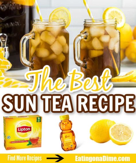 Sun Tea Recipe 1 Gallon, How To Make Sun Tea, Sun Tea Recipe, Sun Tea Recipes, Cottage Recipes, Homemade Iced Tea, Tea Drops, Sweet Tea Recipes, Drinks Healthy