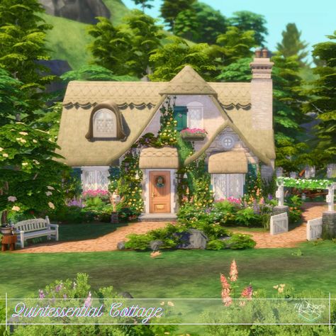 House And Floor Plan, English Cottage Floor Plans, Sims 4 Cottage Living, Underground Garden, Cottage Floor Plan, Sims 4 Cottage, Sims 4 House, Cottage Core House, Sims Builds