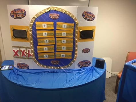 DIY FAMILY FEUD GAME BOARD   #familyfeud #diyfamilyfeud   Family Feud Board Game Family Feud Diy, Family Feud Game Board, Diy Family Feud Game, Diy Family Feud, Family Feud Game Questions, Diy Family Games, Family Feud Board, Church Games, Family Feud Game