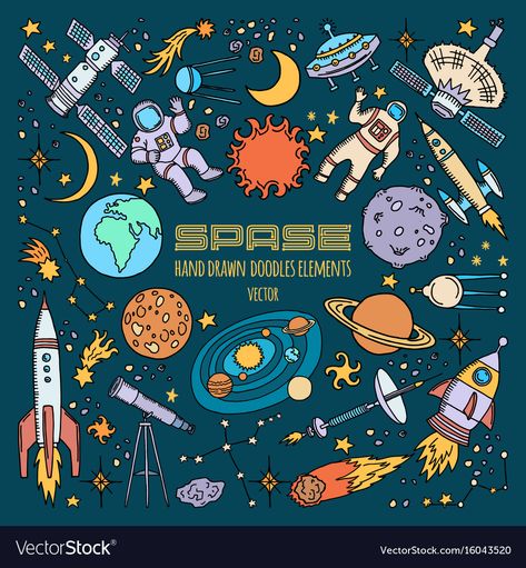 Satellite Illustration, Satellite Art, Universe Illustration, Spaceship Illustration, Space Objects, Illustration Space, Space Doodles, Cute Promise Rings, Space Drawings