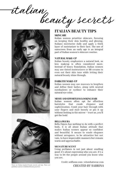 Italian Women Beauty Secrets, Italian Beauty Aesthetic, Italian Makeup, Model Beauty Secrets, Italian Beauty Secrets, Alice Pagani, My Morning Routine, Good Skin Tips, Grooming Tips