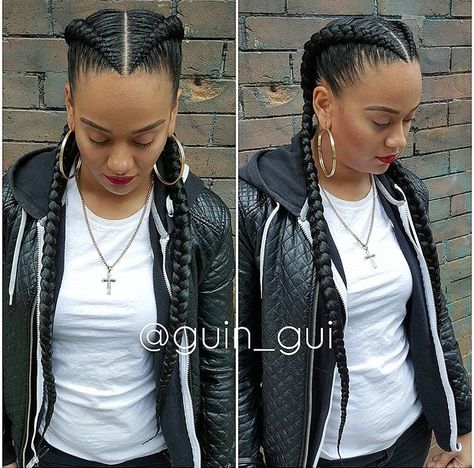 Two Scalp Braids, Duchess Braids, Simple Cornrows, Two Cornrow Braids, 2 Braids Hairstyles, Feed In Braids Ponytail, Double Braids, Protective Style Braids, Two Braid Hairstyles