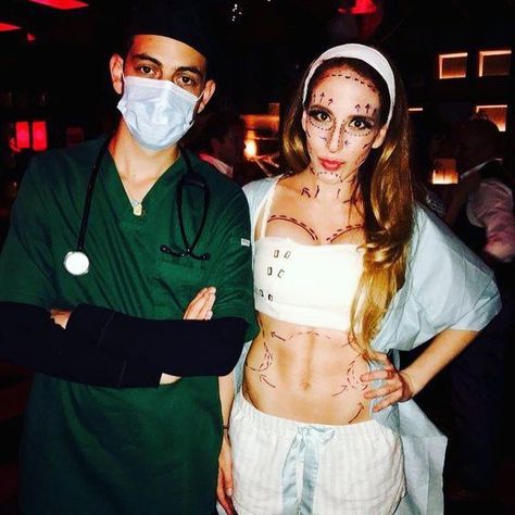 Spending time on @pinterest never disappoints! Here are some hilarious DIY Halloween costume ideas that are #niptuck perfection! Wish we could tag the appropriate people! (If it’s you, please let us know!) #plasticsurgery #halloween #costume #DIY #funny #wackywednesday #cosmeticsurgery #pinterest #plasticsurgerycenter #diyhalloweencostume #diyhalloween @2lebrit2quit #2lebritt2quit Patient Halloween Costume, Halloween Costume Doctor, Aesthetic Costumes, Doctor Halloween Costume, Doctor Halloween, Bff Halloween Costumes, Best Friend Halloween Costumes, Doctor Costume, Trio Halloween Costumes