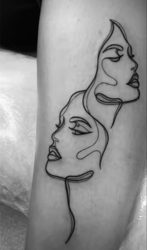 Tattoo Gemini, Tattoo Silhouette, Gemini Tattoo Designs, Face Tattoos For Women, Side Neck Tattoo, Line Tattoo Ideas, Lash Studio, Tattoo Outline Drawing, Gemini Tattoo