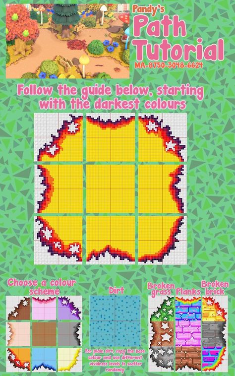 Acnh Path, Animal Crossing 3ds, Animals Crossing, Ac New Leaf, Animal Crossing Guide, Animal Crossing Qr Codes Clothes, Animal Crossing Wild World, Path Design, Qr Codes Animal Crossing