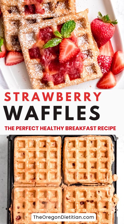 Healthy Waffles For Kids, Healthy Waffle Recipe, Waffle Recipe Healthy, Strawberry Breakfast, Healthy Waffles, Banana Waffles, Strawberry Waffles, Perfect Healthy Breakfast, Summer Breakfast