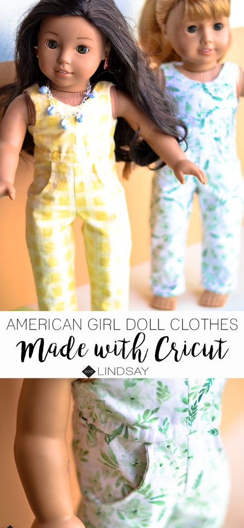 DIY American Girl Doll Jumpsuit using Natalie Malan Fabrics Cricut Fabric, American Girl Diy, American Girl Doll Patterns, American Girl Doll Clothes, Cricut Tips, Surviving Motherhood, American Girl Clothes, American Girls, Leftover Fabric