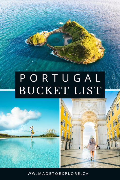 11 Mind Blowing Things to do in Portugal: Complete Portugal Travel Guide. In this blog post, we are going to cover everything you need to know about Portugal travel including a bucket list of the best things to do in Lisbon, Sintra, The Algarve, Madeira, The Azores, Porto, and more! Don't miss this epic European travel destination! #portugal #travelportugal #madeira #azores #lisbon #porto #algarve #madetoexplore Best Places To Visit In Portugal, Portugal In September, Portugal Bucket List, Things To Do In Portugal, Underrated Travel Destinations, Things To Do In Lisbon, Travel Portugal, Portugal Travel Guide, The Azores