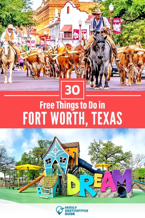 Fort Worth Downtown, Texas Travel Weekend Getaways, Dallas Activities, Dallas Travel, Free Family Activities, Kids Forts, Fort Worth Stockyards, Texas Places, Texas Vacations