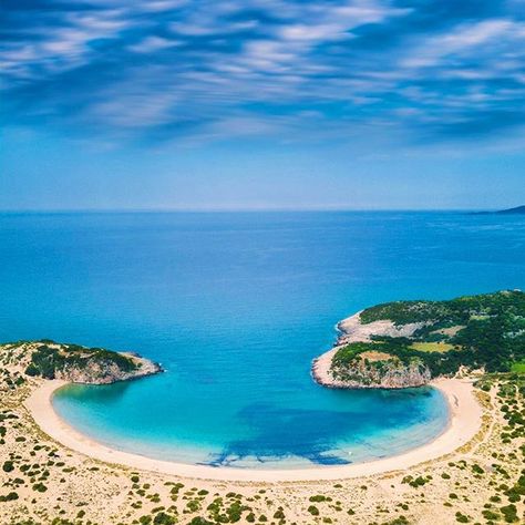 The stunning view of Voidokilia Beach at Costa Navarino, Greece. ------ I am not going to lie, this is one of the most spectacular places I have witnessed. This horseshoe Bay not only provides epic views it also has a stunning beach. It is located just 5 km from @costanavarino and is well worth the trip. We have never been to this area of Greece before but believe me we will be back! -------- #costanavarino #visitgreece Voidokilia Beach, Costa Navarino, Greece Honeymoon, Greece Pictures, Greece Beach, Horseshoe Bay, Visiting Greece, Ancient Ruins, Greece Travel