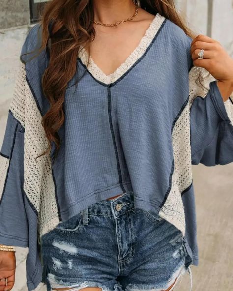 I ordered this boho top for our {Dropship Live Sale} the green sold out from our warehouse super quick but they also have this beautiful blue color! Under 4️⃣0️⃣ | 10% off w code SAVE10 | make sure you have our app for easy shopping 📱 Loose Top, Loose Fitting Tops, Loose Tops, Boho Crochet, Crochet Details, Sleeve Detail, Modern Fashion, Long Sleeve Lace, Swimwear Tops