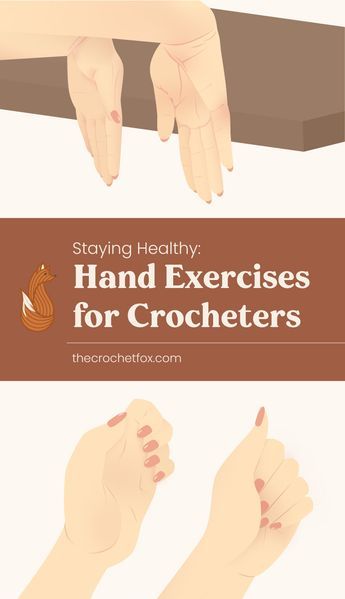 Hand exercises are usually something most of us crocheters take for granted. I know because I'd rather be crocheting this lovely sweater than doing some odd physical exertions. However it is important because failing to do them leads to injuries. Here are a few easy exercises to prevent them. | More crochet tips and guides at thecrochetfox.com Easy Exercises, Hand Exercises, Crochet Hack, Take For Granted, Crochet Tips, Staying Healthy, Fun Crochet Projects, Physical Activity, Diy Crochet Projects