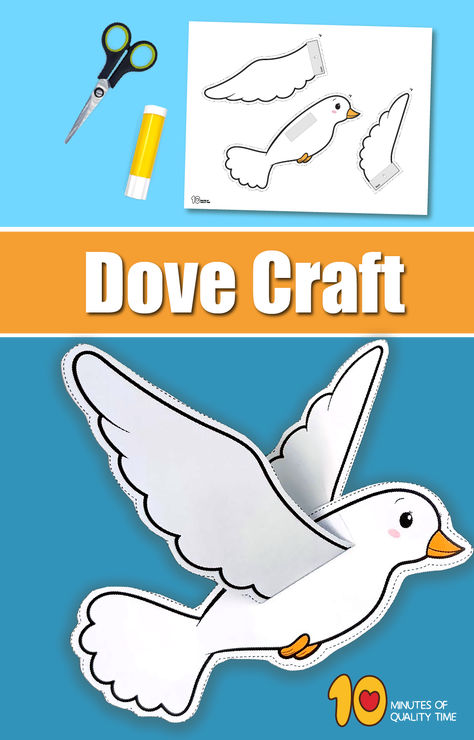 Fun and easy dove craft Peace Dove Template Printable, Dove Crafts, Dove Templates Free Printable, Dove Craft, Dove Crafts For Kids, Ocean Crafts Preschool, Pigeon Craft, Hope Crafts, Bird Template