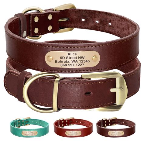 Raggystylzs-Apparel -Di-Dog Personalized Leather Dog Leash Custom Engraved Walking Leash #DogLeash #ExtraLargeLead #RaggystylzsLeash #RichBrown #EngravedLeash #CustomDesign #LargeLead #ScarletRed #Green #LeatherLead Engraved Promise Rings, Leather Dog Collar Custom, Leather Dog Leash, Forever Gifts, Rough Collie, Leather Dog Collar, Personalized Dog Collars, Alaskan Malamute, Dog Collars & Leashes