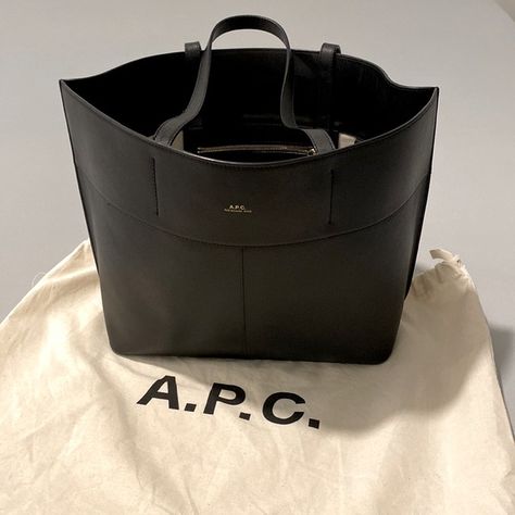 APC leather tote “A.P.C totally small leather tote bag“ - Black leather bag Apc Tote Bag, Bag Names, Black Leather Bag, Black Leather Tote Bag, Black Leather Bags, Flats Top, Leather Tote Bag, A P, Leather Tote