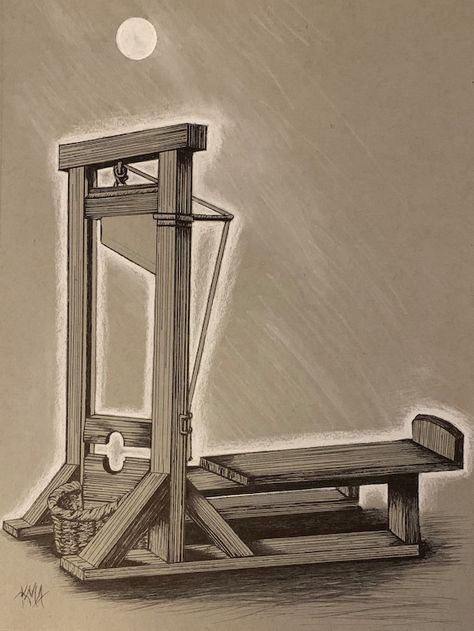 Guillotine Drawing, Halloween Art Ideas, Bachelorette Party Funny, Royalty Core, French Tattoo, Front Page Design, Woodworking Bench Plans, Original Ink Drawing, Charcoal Drawings