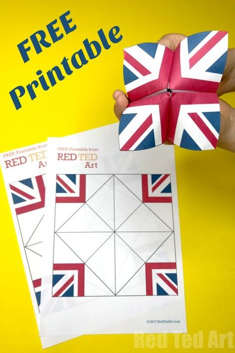 England Crafts For Kids, London Crafts For Kids, Coronation Party Ideas, Coronation Crafts, Fortune Teller Printable, Jubilee Crafts, British Crafts, Coronation Party, Red Ted Art