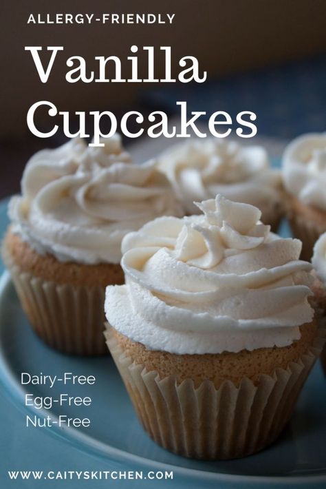 Egg Free Cupcakes, Dairy Free Cupcakes, Gluten Free Cupcakes Vanilla, Allergy Recipes, Easy Vanilla Cake Recipe, Dairy Free Cake, Mug Cakes, Gluten Free Cupcakes, Dairy Free Breakfasts