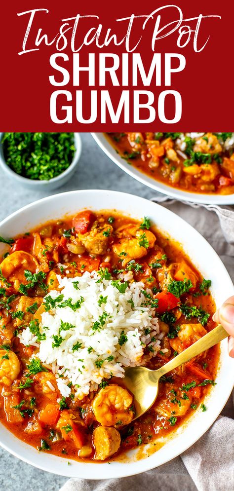 Instant Pot Seafood Gumbo, Shrimp Gumbo Instant Pot, Instant Pot Gumbo Shrimp And Sausage, Instant Pot Shrimp Creole, Shrimp Rice Instant Pot Recipes, Instant Pot Recipes Shrimp, Shrimp Instant Pot Recipes, Instant Pot Gumbo Recipe, Instant Pot Gumbo