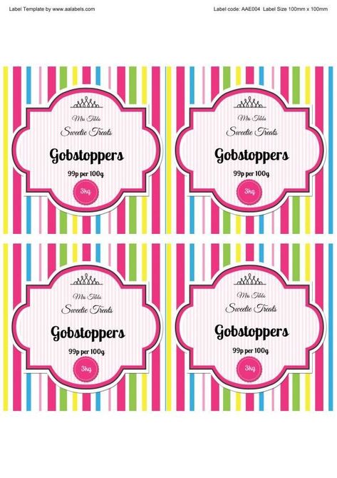 Jar Label Ideas, Candy Jar Labels, Shop Design Ideas, Printable Label Templates, Willy Wonka Party, Wonka Party, Kraft Labels, Create Labels, Printable Holiday Card