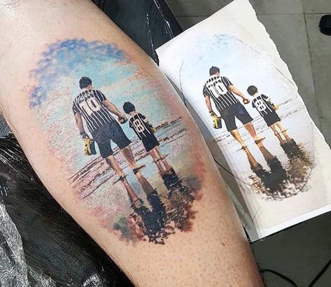 Tattoo photo - Father and Son tattoo by Renata Jardim Tattoo Father Son Tattoos, Father And Son Tattoo, Tattoo For My Son, Grandfather Tattoo, No Father, Father Son Tattoo, Son Tattoos, Football Tattoo