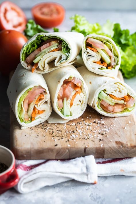 The Ultimate Veggie Wrap has herbed cream cheese, Havarti, and lots of fresh vegetables! Best of all, make it ahead for an easy lunch option. Veggie Wrap Recipe, Herbed Cream Cheese, Veggie Wrap, Wrap Recipe, Fire Food, Veggie Wraps, Havarti, Low Carb Pizza, Easy Lunch