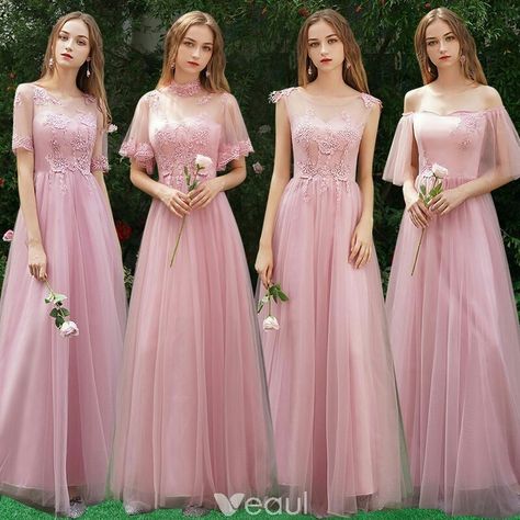 Candy Pink Bridesmaid Dresses, Pink Bridesmaid Dresses Long, Davids Bridal Bridesmaid Dresses, Bridesmaid Dresses Long Chiffon, Mismatched Bridesmaid Dresses, Sisters Dress, Bridal Bridesmaid Dresses, Pink Bridesmaid Dresses, Rose Bonbon