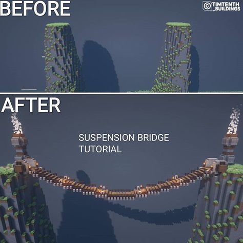 Minecraftbuilder.T.H. on Instagram: “Suspension Bridge Tutorial by me. I Hope you Like it. . @timtenth_buildings @tim_haltenhof : privat Account . . #minecraft…” Minecraft Kingdom, Minecraft Building Guide, Minecraft House Plans, Minecraft Banners, Minecraft Cottage, Easy Minecraft Houses, Minecraft Castle, Cool Minecraft Houses, Minecraft City