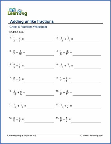 Grade 5 Fractions Worksheet adding unlike fractions Adding Fractions Worksheet, Subtraction Of Fractions Worksheet, Grade 4 Maths Worksheets Fractions, Fraction Addition And Subtraction, Fractions Worksheets Grade 4, Fractions Worksheets Grade 5, Dividing Fractions Worksheets, Mixed Fractions Worksheets, Multiplying Fractions Worksheets