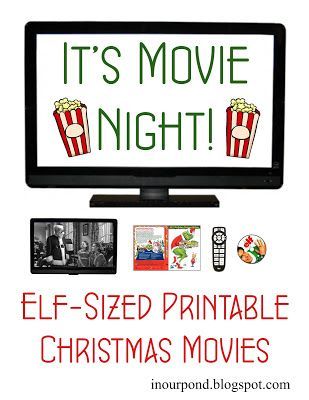 In Our Pond: Elf Movie Night (free printable) Elf Movie Night, Elf On Shelf Printables, Shelf Accessories, Twister Game, Froggy Stuff, Elf Printables, Christmas Shelf, Christmas Movie Night, Awesome Elf On The Shelf Ideas