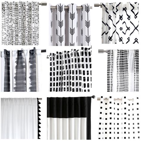 My favorite black and white curtains - Cuckoo4Design Yellow Kitchen Curtains, Black And White Curtains, Blue Kitchen Curtains, Layered Curtains, Simple Curtains, Green Curtains, Rustic Curtains, Cool Curtains, Blue Curtains