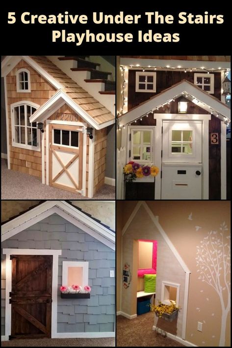 Under The Stairs Playhouse Ideas: Transform that unused space into a magical realm for imaginative play! Indoor Playhouse Ideas, Play House Ideas, Closet Playhouse, Under Stairs Playhouse, Under Stairs Playroom, Stairs Indoor, Under Stairs Nook, Kids Nook, Stair Nook