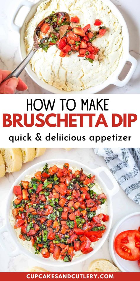 How to make an easy bruschetta dip recipe. This quick homemade Bruschetta Dip will be your go-to party app! Creamy Boursin cheese forms the base of dip, topped with a zesty tomato and basil mixture. It’s an easy, flavorful appetizer that’s sure to be a hit at your next gathering. Bruschetta Dip With Boursin, Boursin Bruschetta Dip, Boursin Cheese Bruschetta Dip, Boursin Tomato Dip, Boursin Cheese Dip Recipes, Boursin Cheese Dip, Bruschetta Dip Recipe, Boursin Dip, Boursin Cheese Appetizers